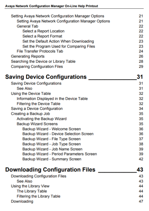 Network Configuration Manager Help Syste